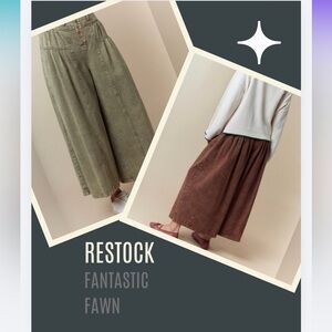 F47 restock! new fantastic fawn wide leg pants green or brown small med large